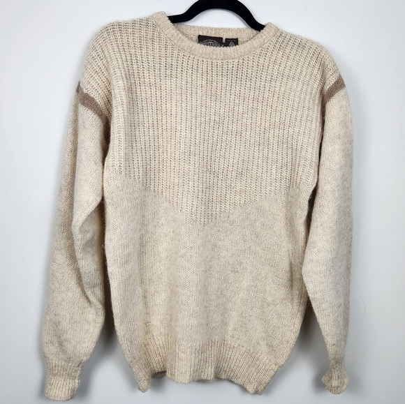 Y2K Bootlegger Wool Fisherman Fishermancore Cream Sweater Size M Cozycore Warm - Picture 2 of 14